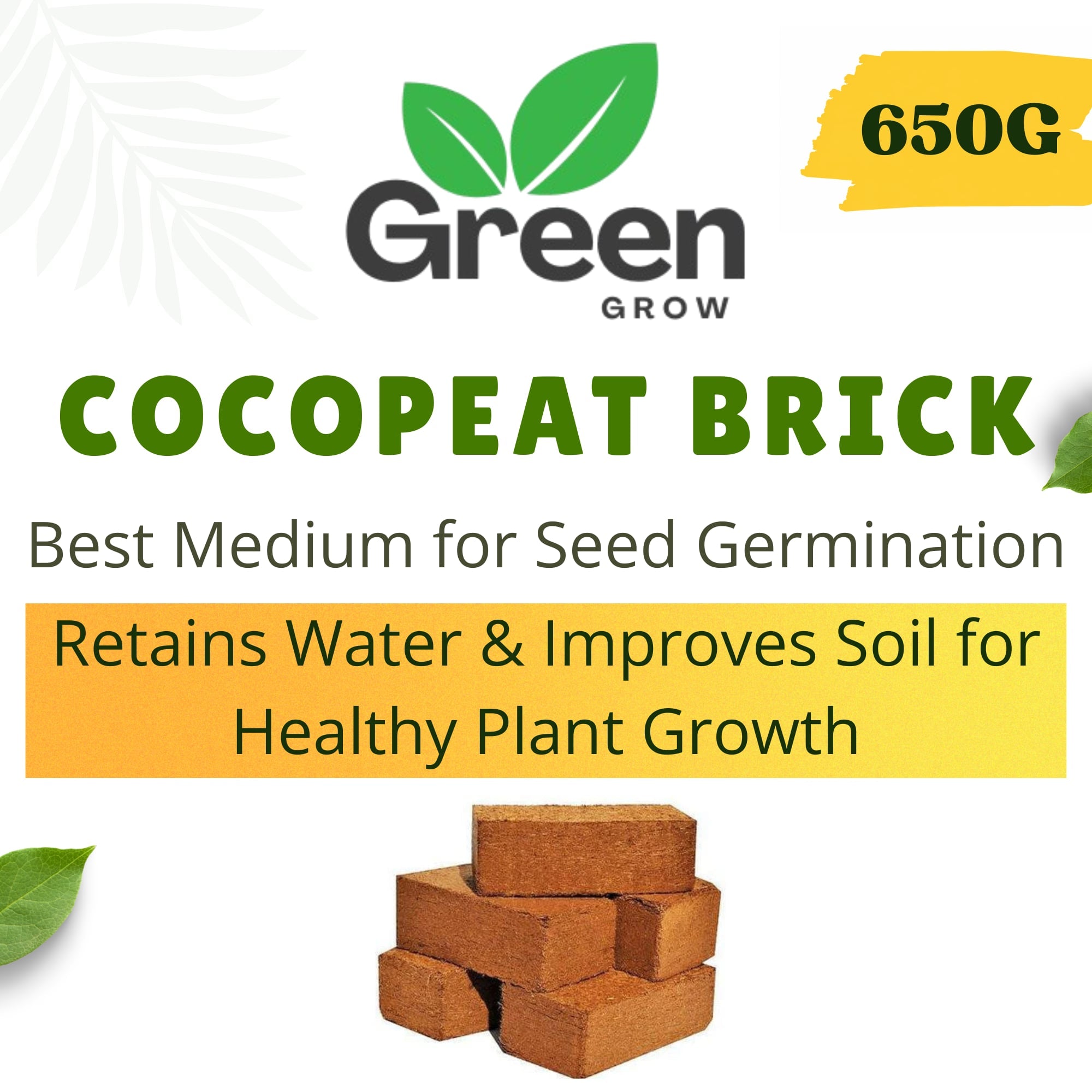 Organic Coco Peat Brick for Seed Starting, Potting Mix & Indoor Plants | High Water Retention